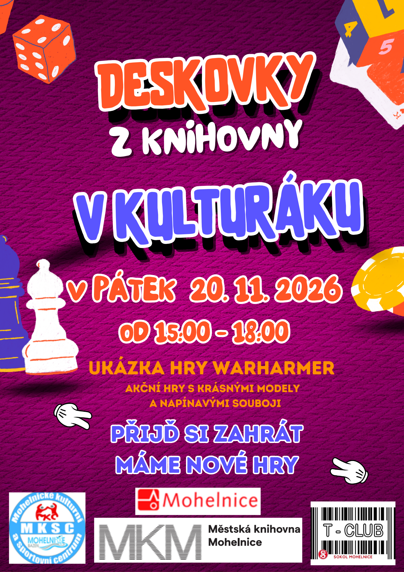 Deskovky z knihovny v kuturáku